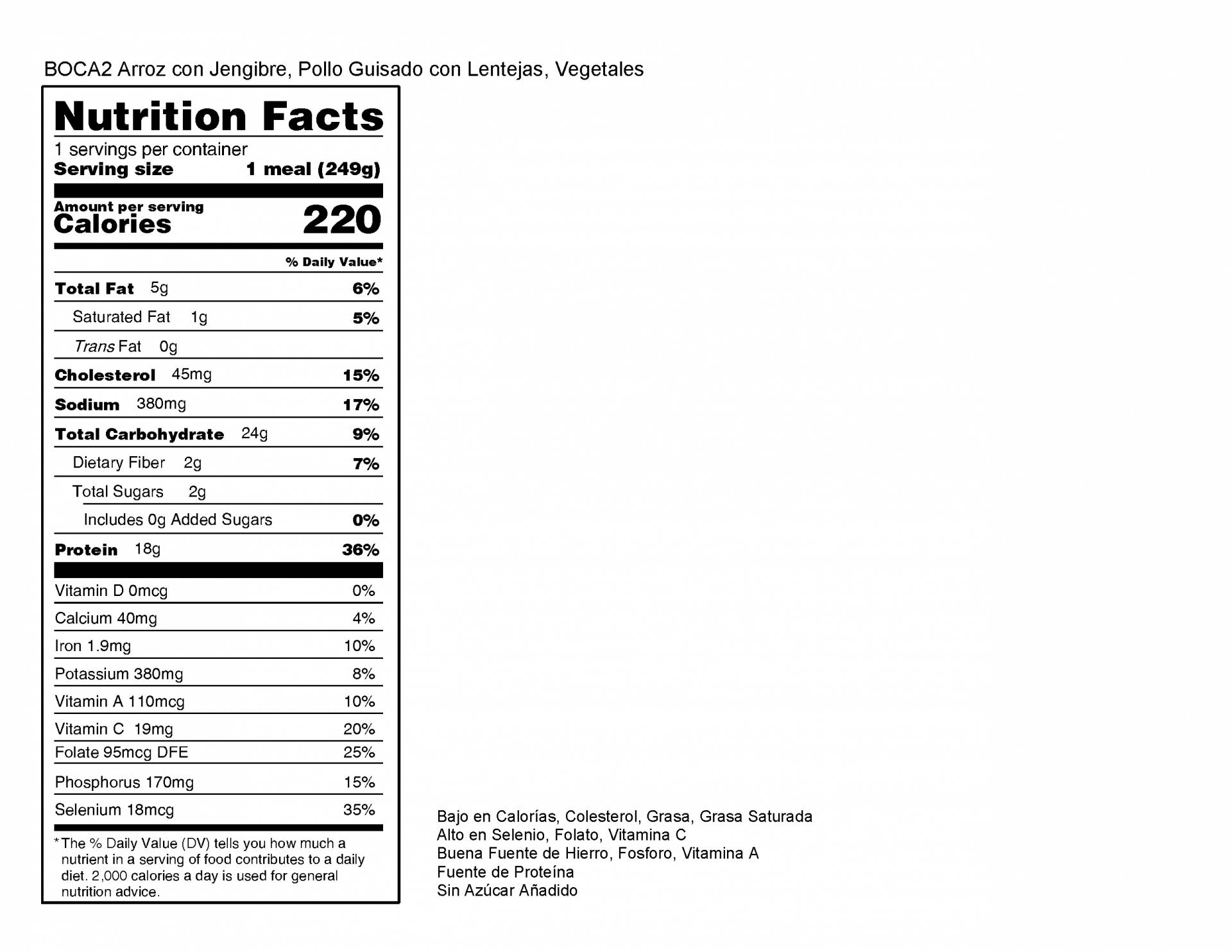 Pollo guisado con lentejas, arroz con jengibre y vegetales